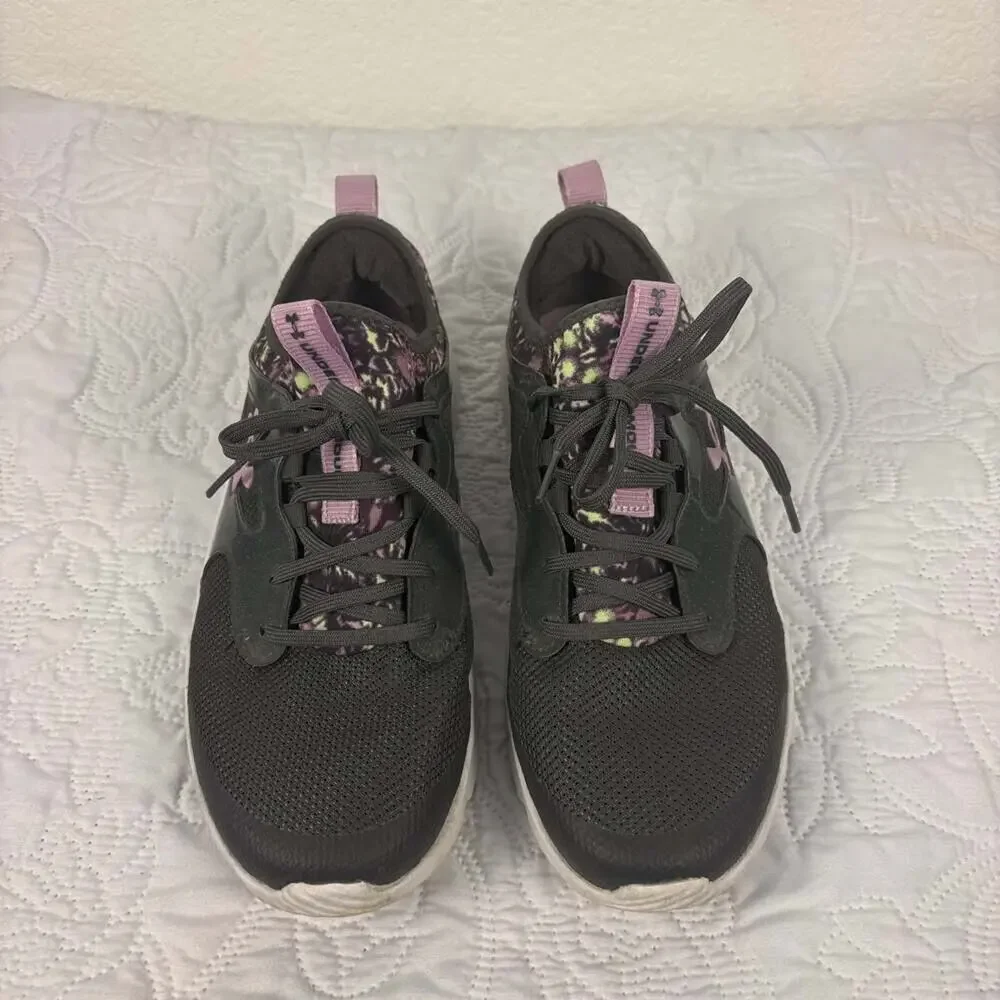Under Armour Girls' Youth Infinity 2.0 Print Black Pink Athletic Running Shoe 6Y